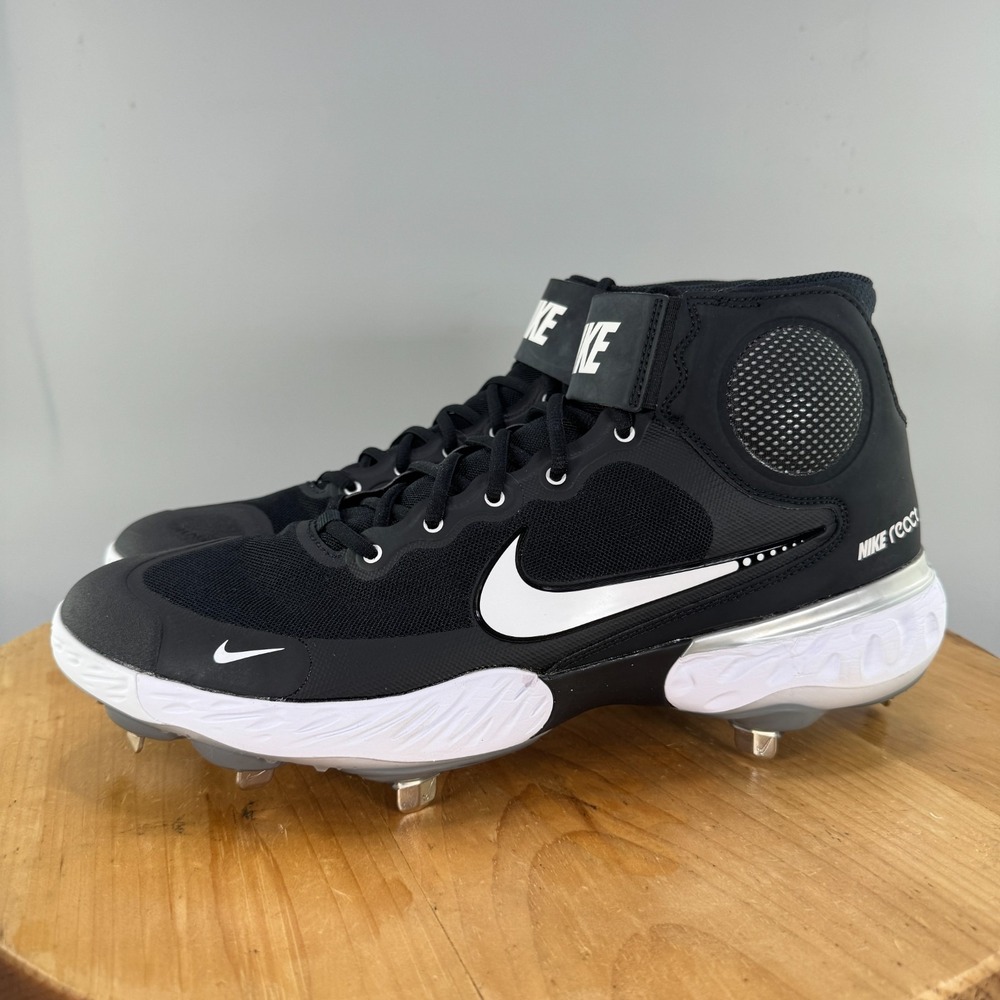 Nike Alpha Huarache Elite 3 Mid Mens Size 12 Metal Baseball Cleats Black White - Picture 3 of 8